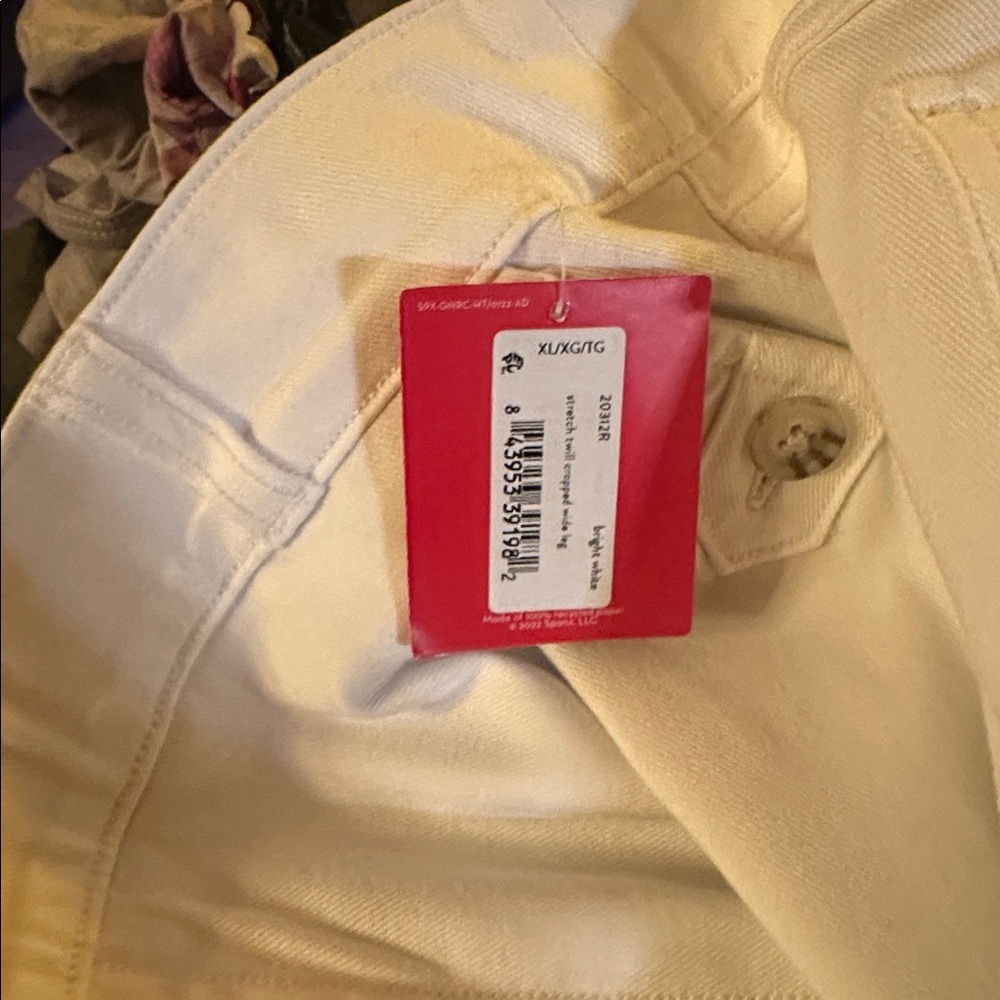 NWT Women’s SPANX Bright White Stretch Twill Cropped Wide-Leg Trousers, size XL - Picture 5 of 5